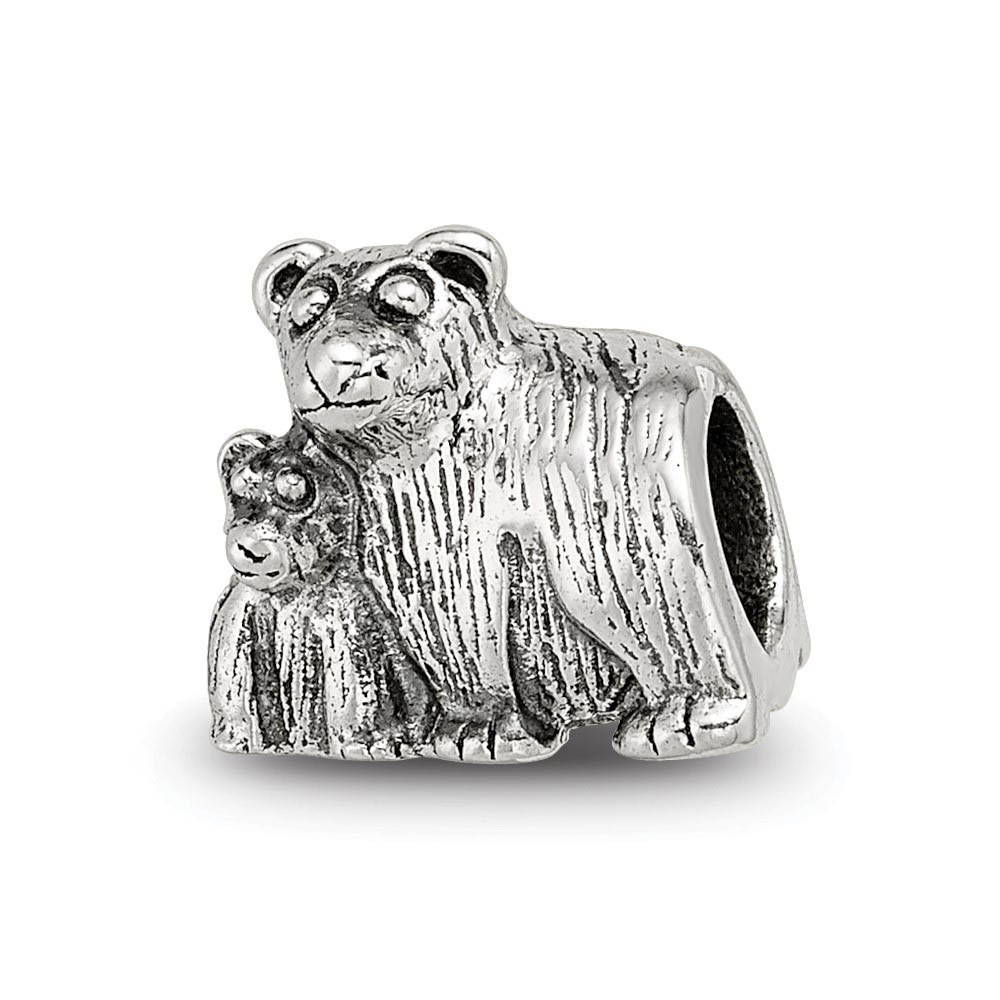 Sterling Silver Mama and Baby Bear Bead Charm