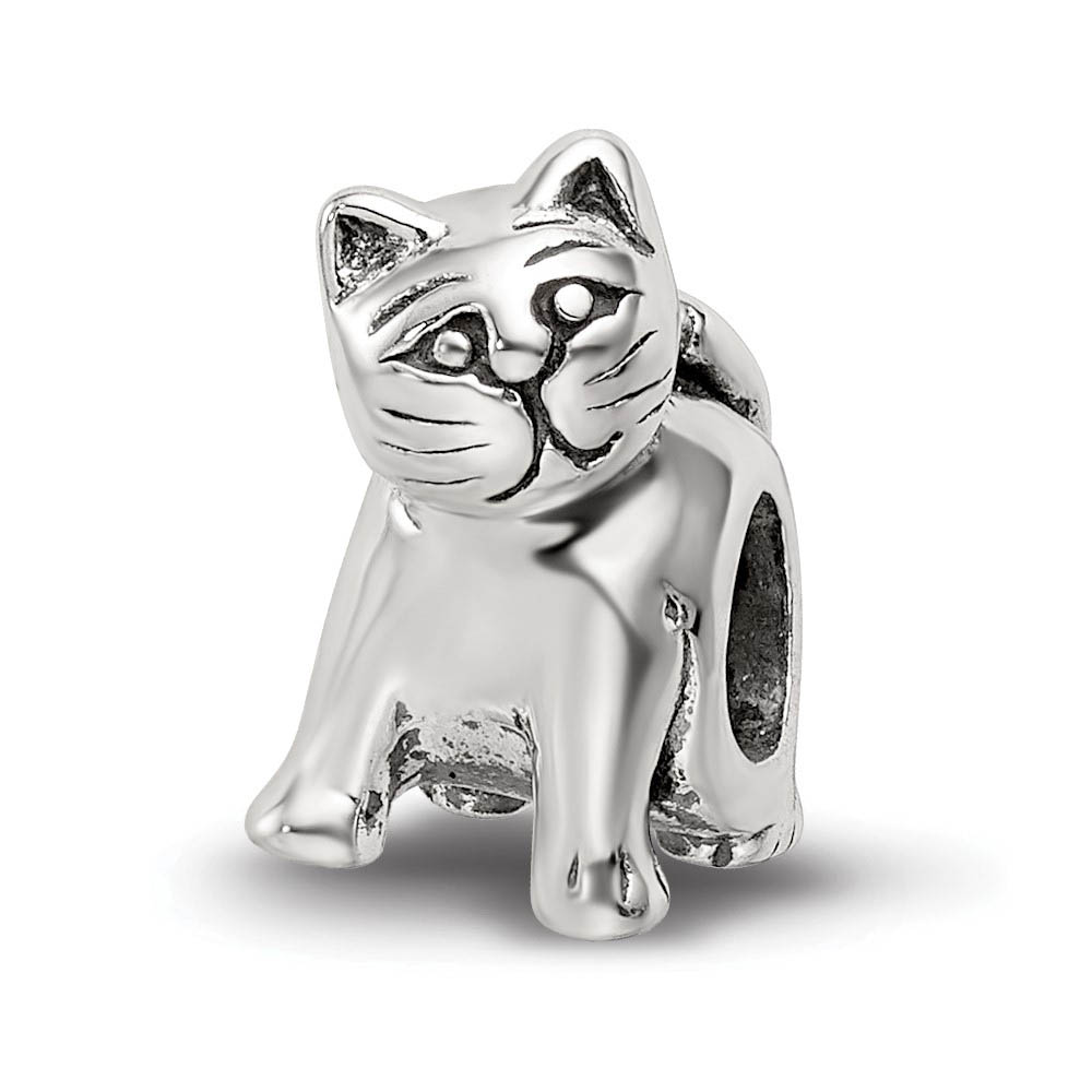 Sterling Silver Cute Kitten Bead Charm