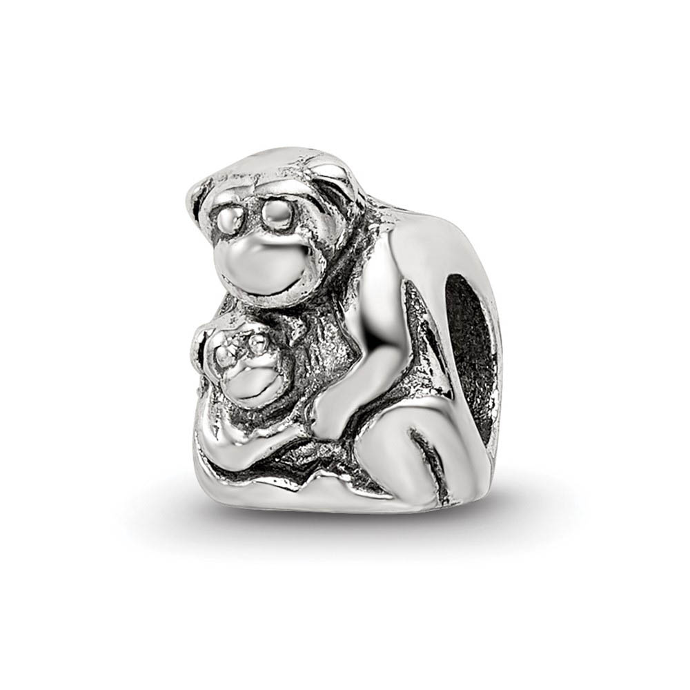 Sterling Silver Monkey and Baby Bead Charm