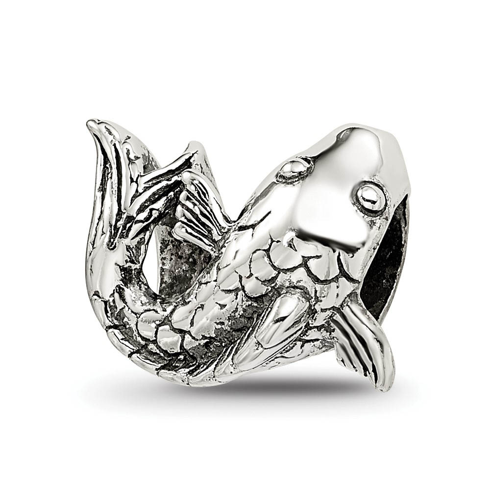 Sterling Silver Swimming Fish Bead Charm
