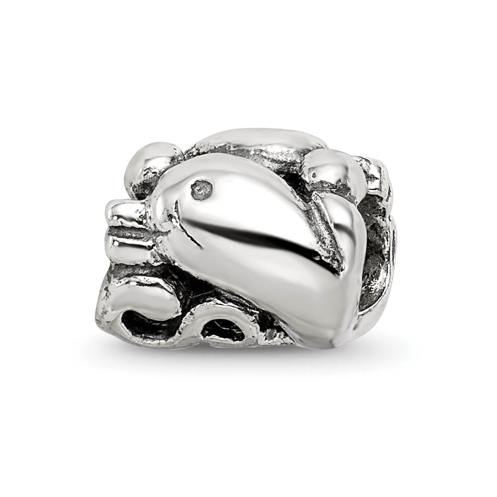 Sterling Silver High Polished Dolphin Bead Charm