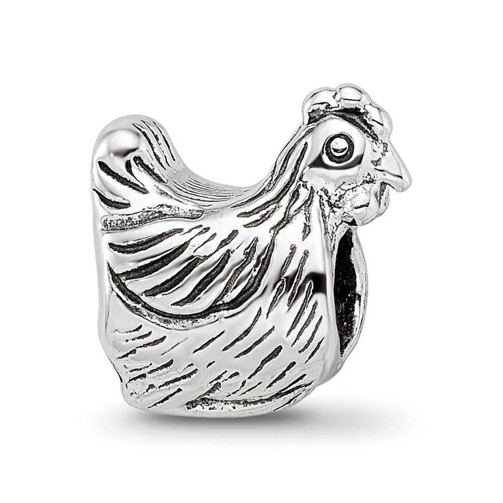 Sterling Silver Side Chicken Bead Charm