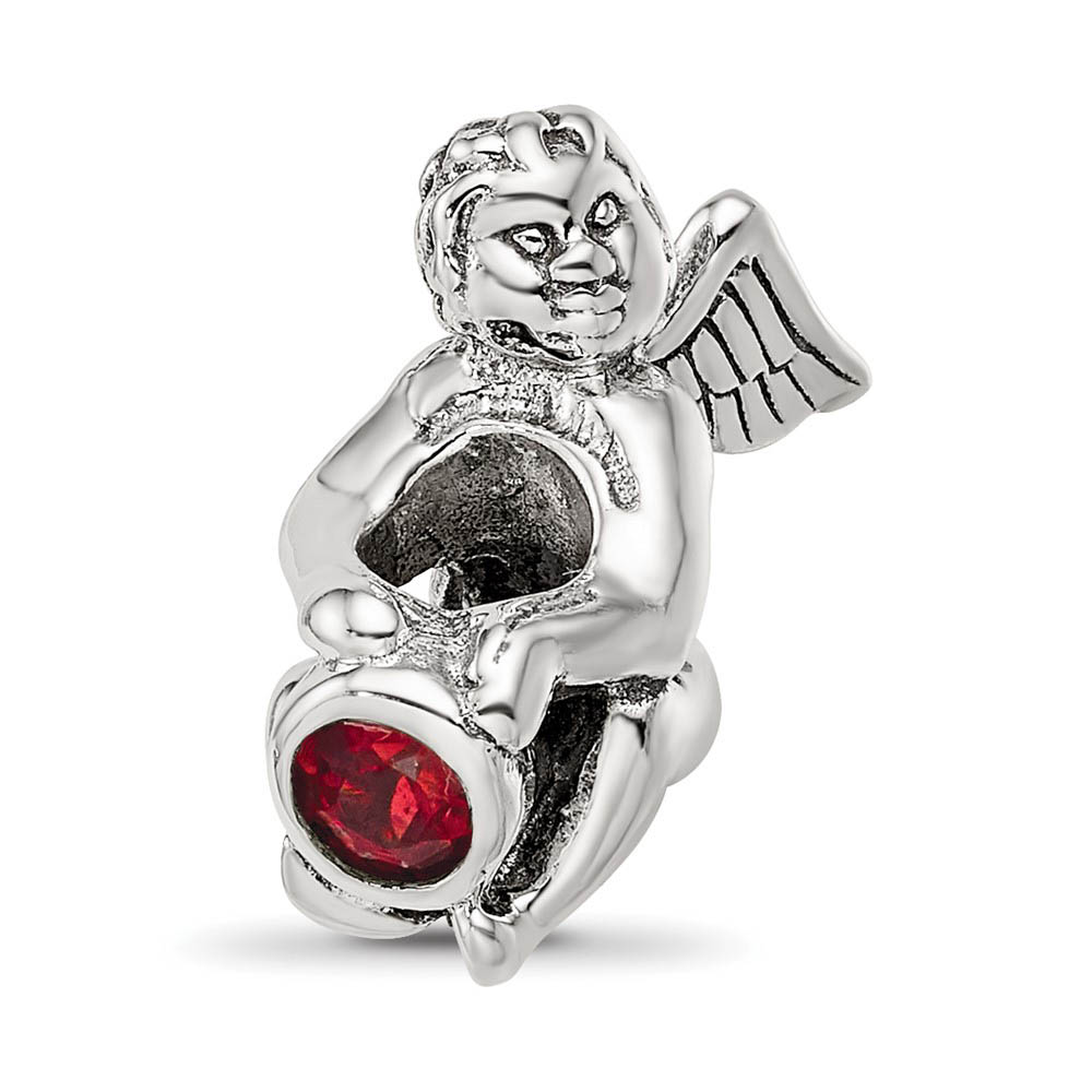 Sterling Silver January CZ Birthstone, Angel Bead Charm