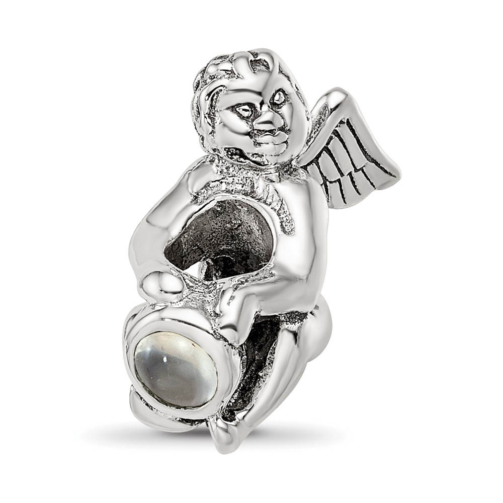 Sterling Silver June CZ Birthstone, Angel Bead Charm