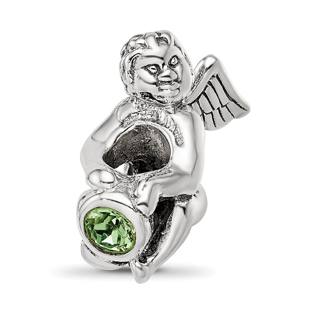 Sterling Silver August CZ Birthstone, Angel Bead Charm