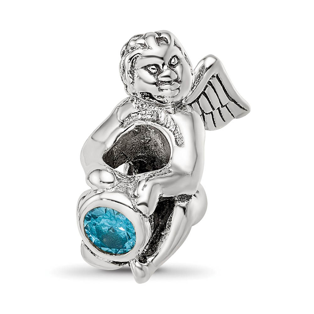 Sterling Silver December CZ Birthstone, Angel Bead Charm