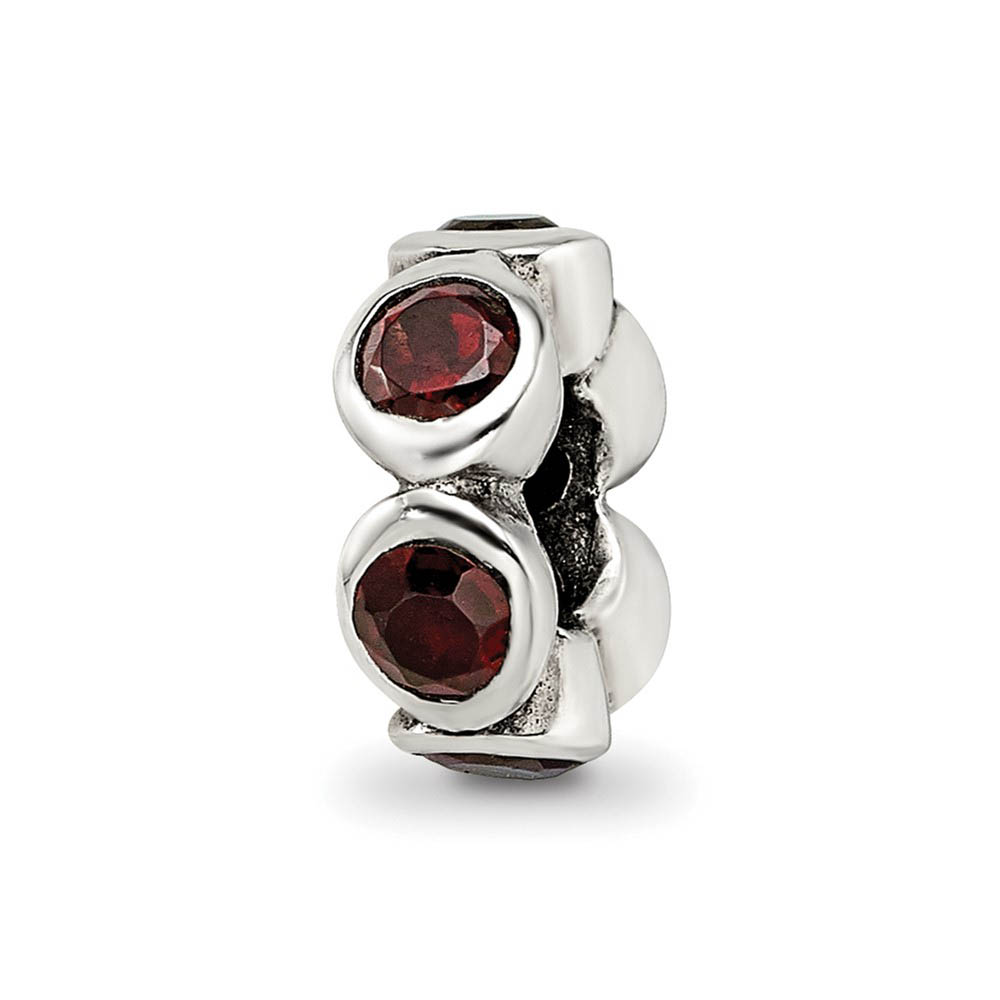Sterling Silver and Red CZ, Six-Stone Bead Charm
