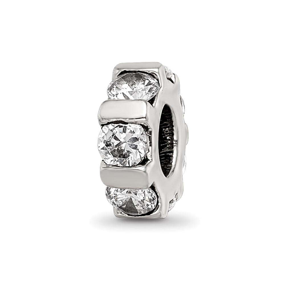 Sterling Silver, Clear CZ, Wheel Pattern Bead Charm
