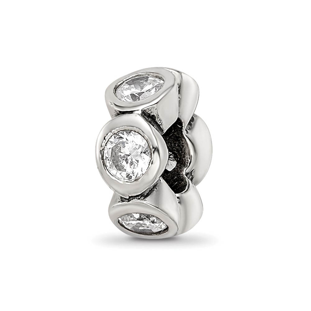 Sterling Silver and Clear CZ, Six-Stone Bead Charm