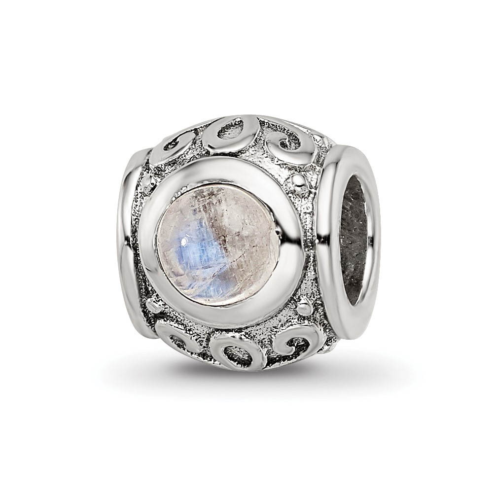 Sterling Silver and Iridescent CZ, Barrel Bead Charm