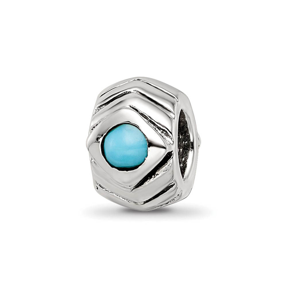 Sterling Silver and Blue Green CZ Bead Charm