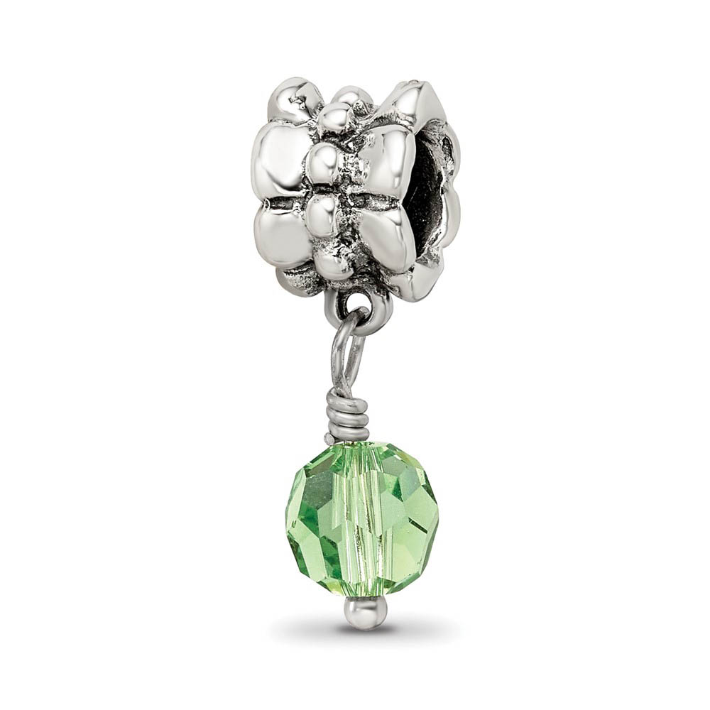 Sterling Silver and Faceted Green Crystal Dangle Bead Charm
