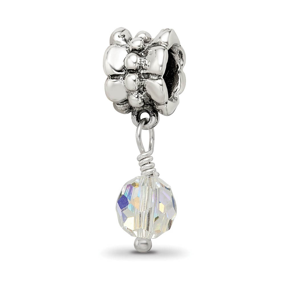 Sterling Silver and Faceted Clear Crystal Dangle Bead Charm