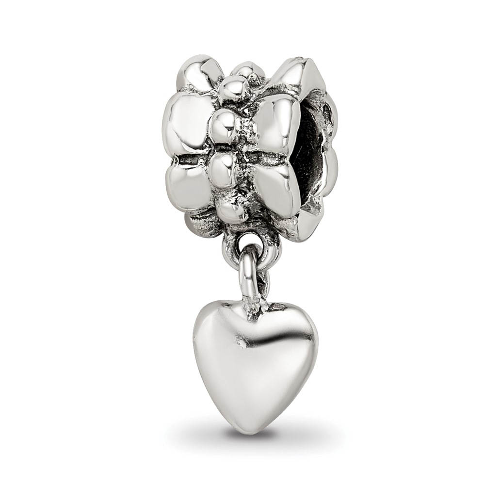 Sterling Silver Dangling Heart Dangle Bead Charm
