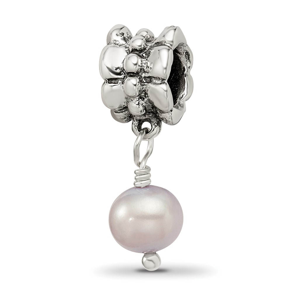 6mm Lavender FW Cultured Pearl & Sterling Silver Dangle Bead Charm