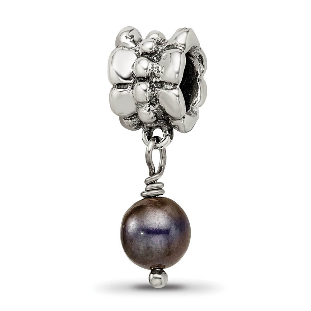 6mm Gray FW Cultured Pearl & Sterling Silver Dangle Bead Charm