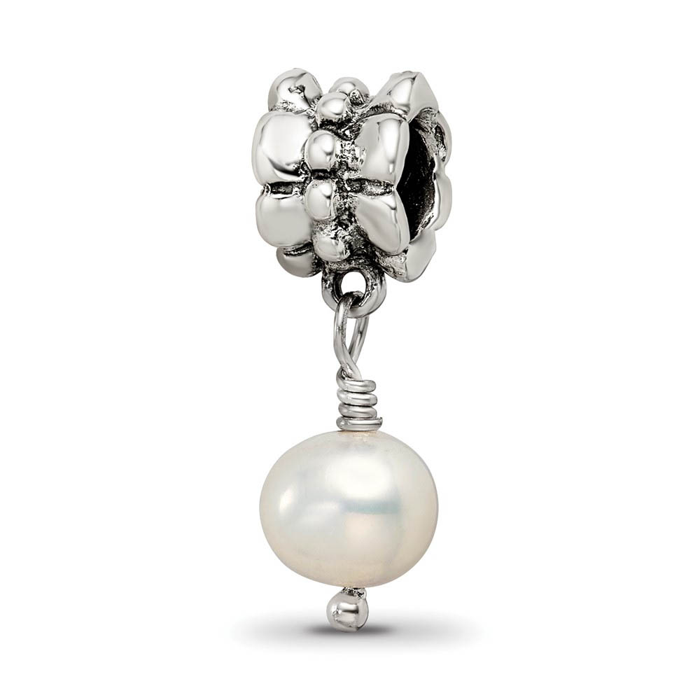 6mm FW Cultured White Pearl & Sterling Silver Bead Charm