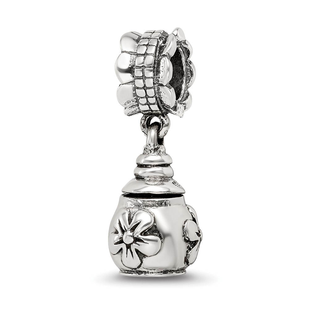 Sterling Silver Floral Vase Ash Holder Bead Charm