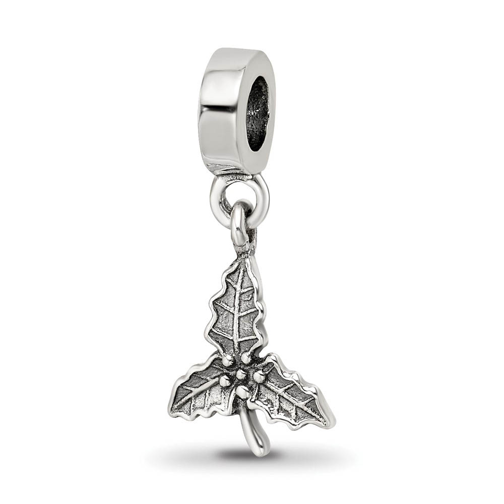 Sterling Silver Holly Leaf Dangle Bead Charm