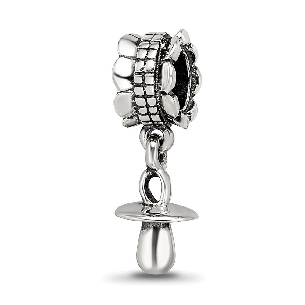 Sterling Silver Baby Pacifier Dangle Bead Charm