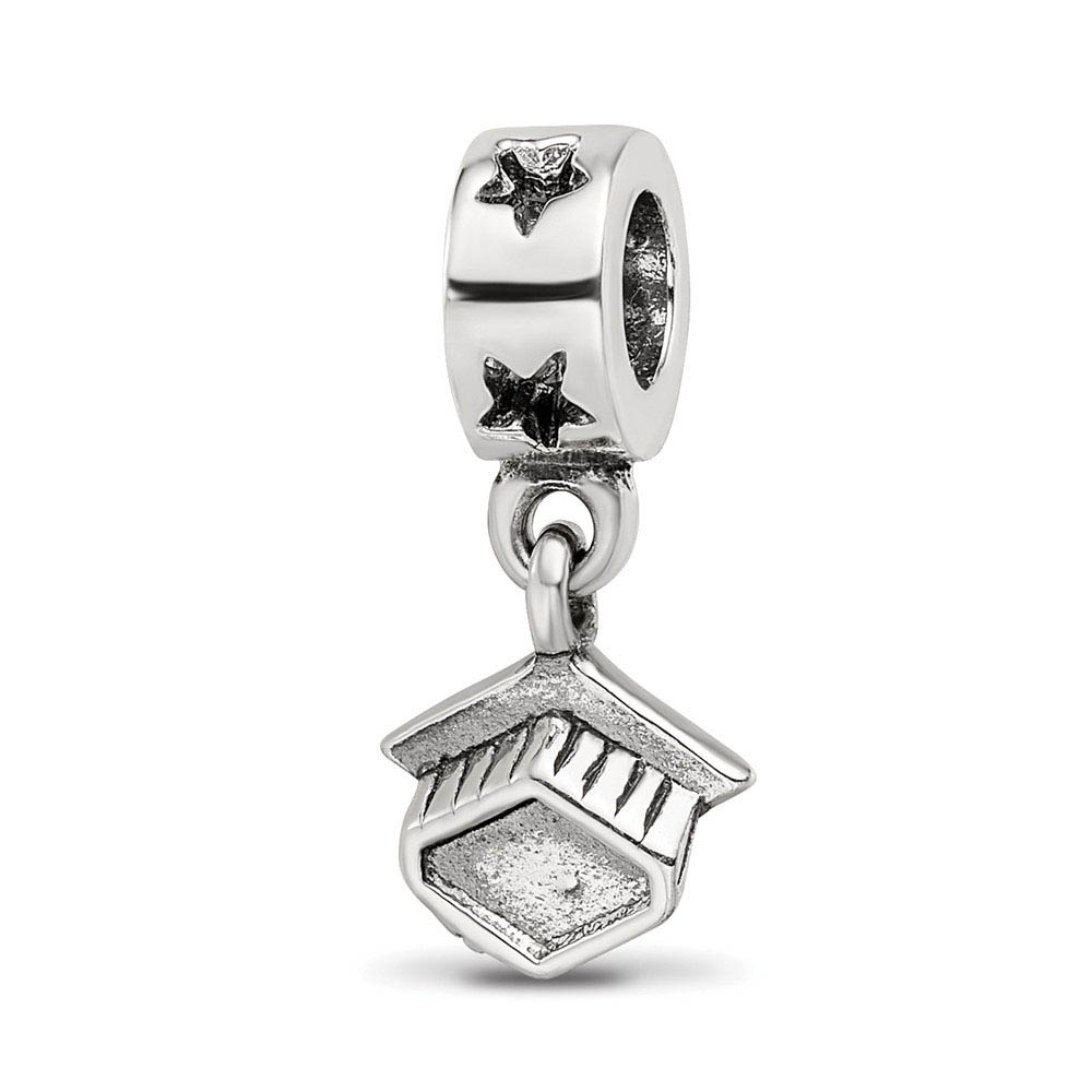 Sterling Silver Graduation Cap Dangle Bead Charm