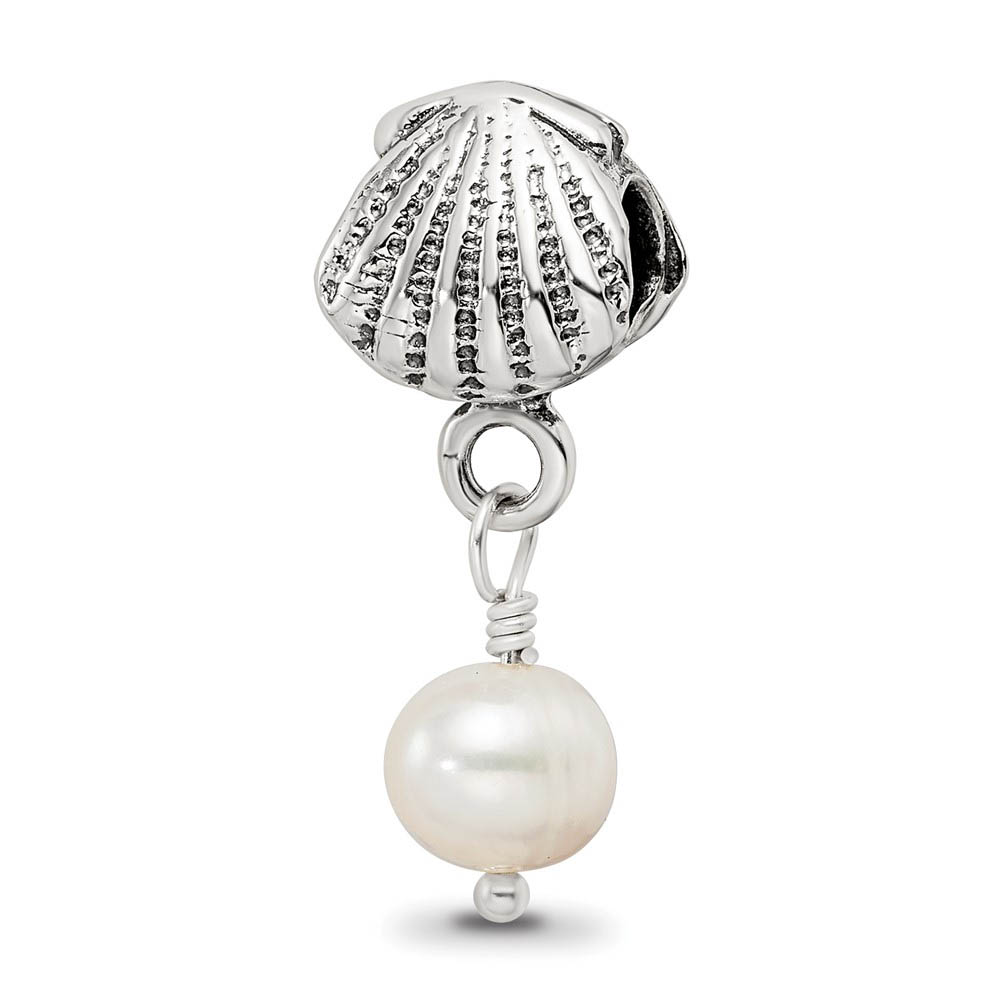 Seashell FW Cultured Pearl & Sterling Silver Dangle Bead Charm