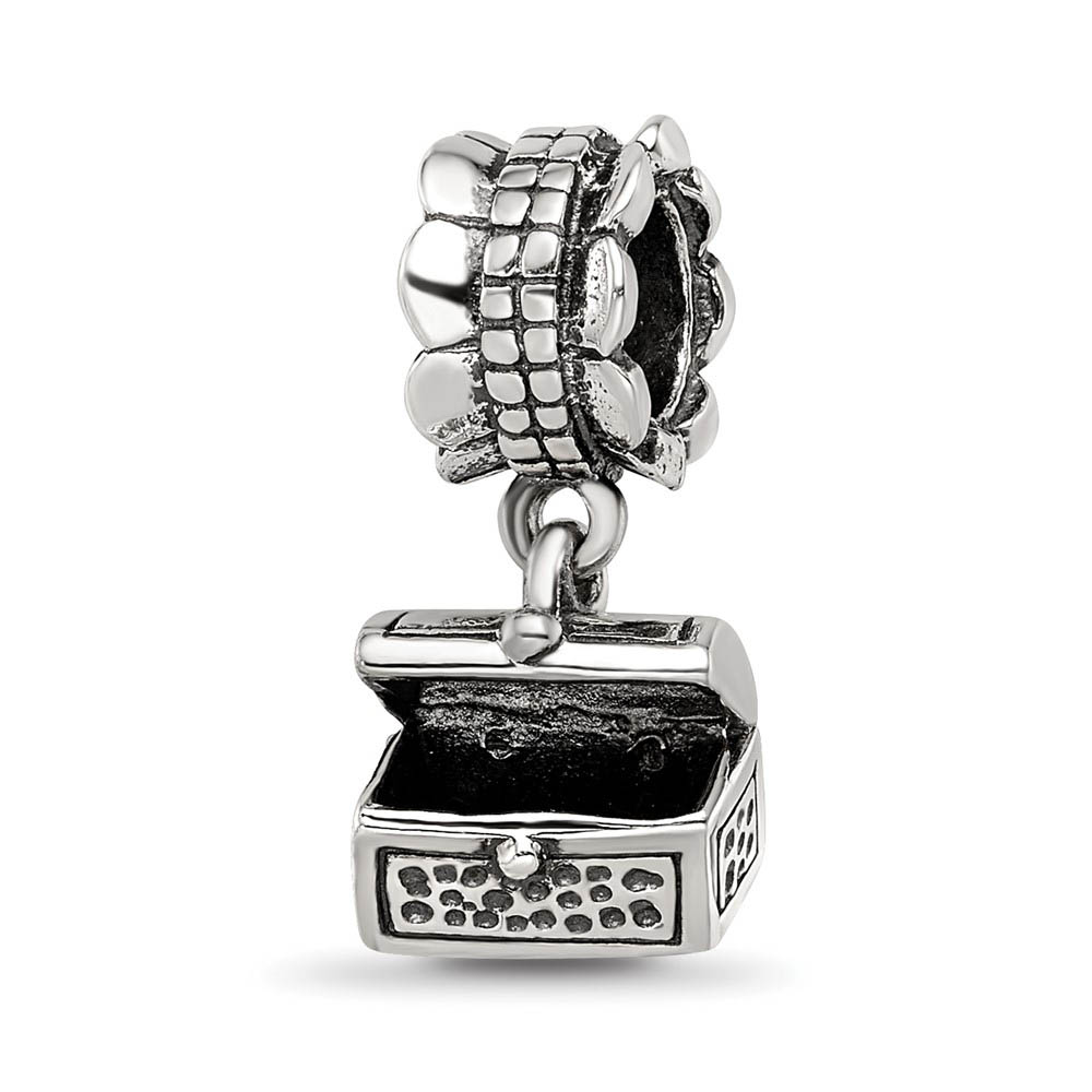 Sterling Silver Treasure Chest Dangle Bead Charm
