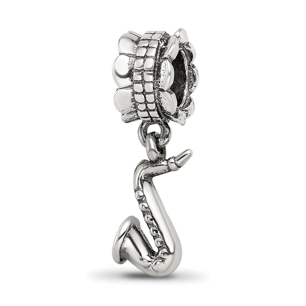 Sterling Silver Saxophone Dangle Bead Charm