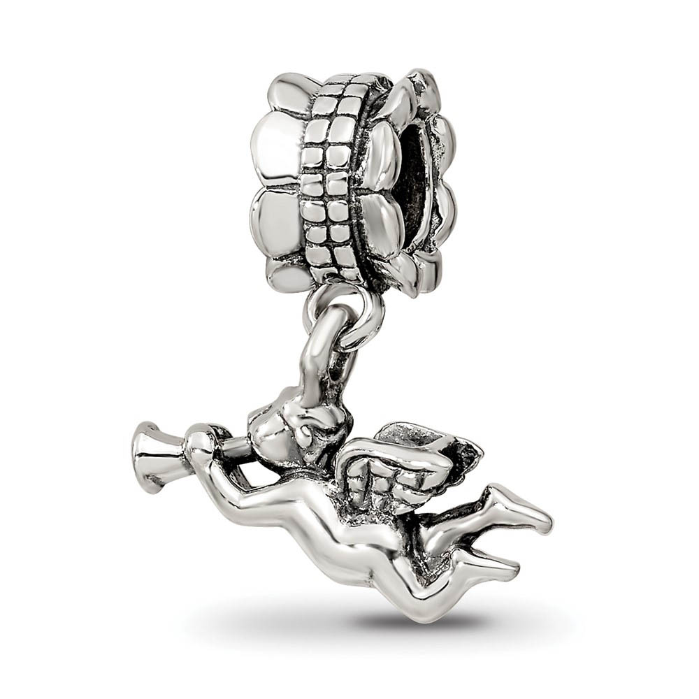 Sterling Silver Trumpeting Angel Dangle Bead Charm