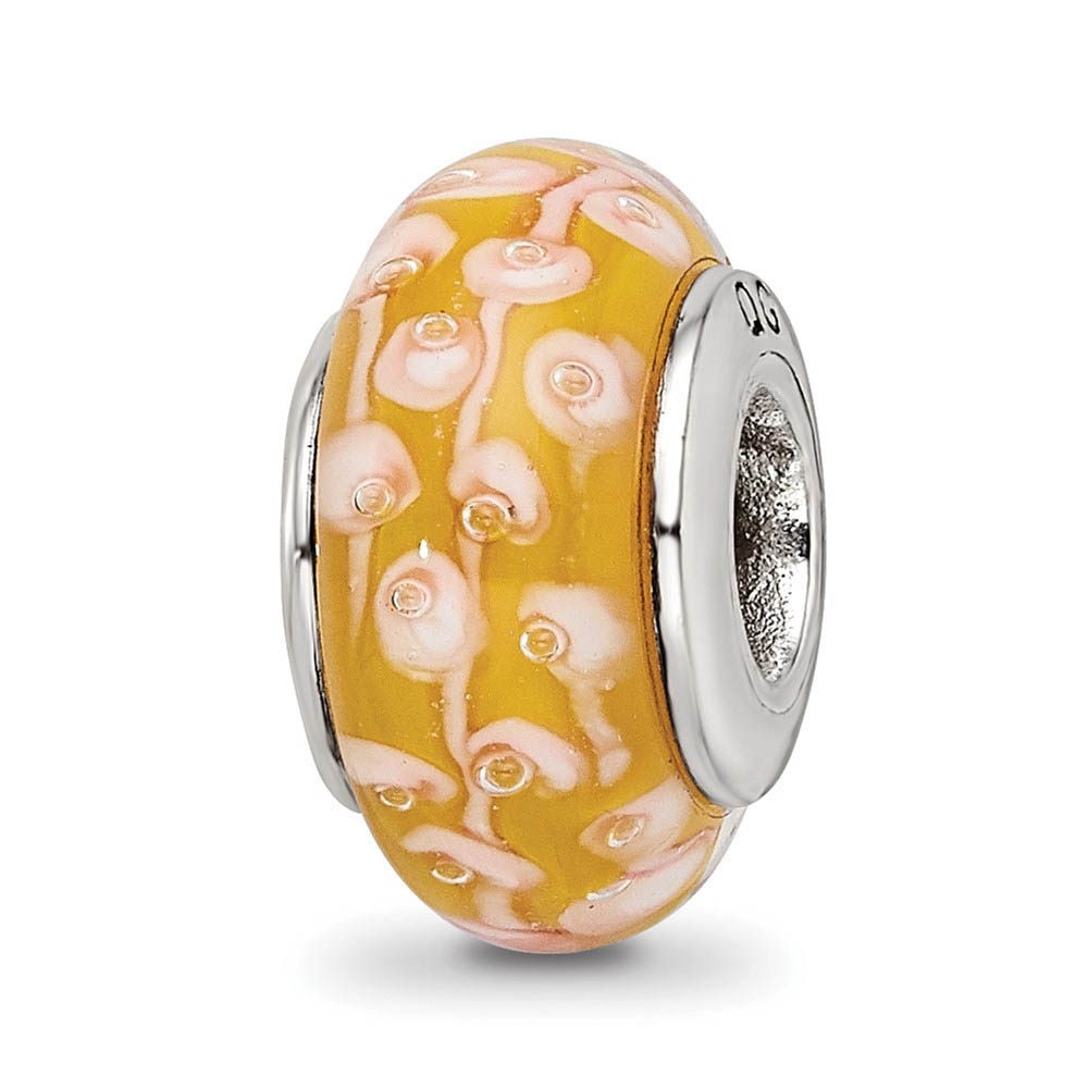 Yellow Glass & Sterling Silver Bead Charm