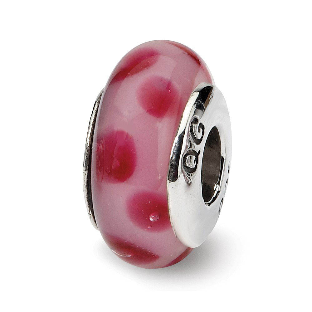 Pink Glass and Sterling Silver Bead Charm