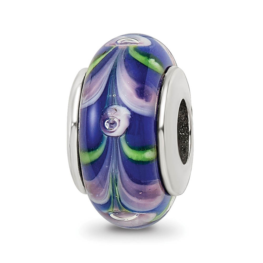 Blue / Pink Glass Sterling Silver Bead Charm