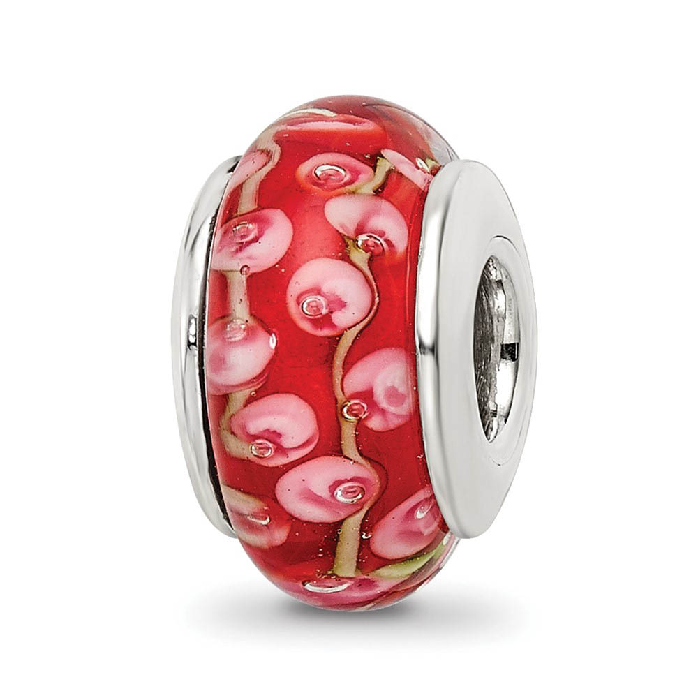 Red and Pink Glass Sterling Silver Bead Charm