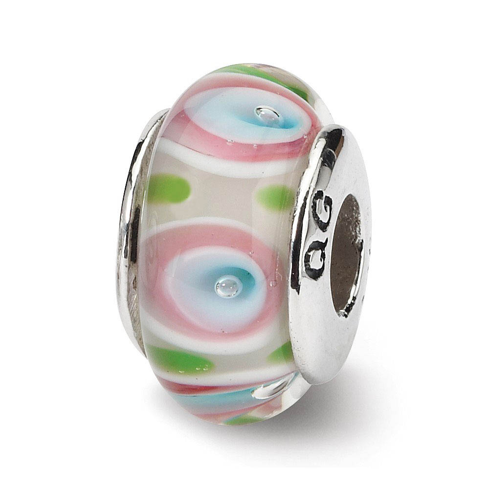 Multi-colored Glass Sterling Silver Bead Charm