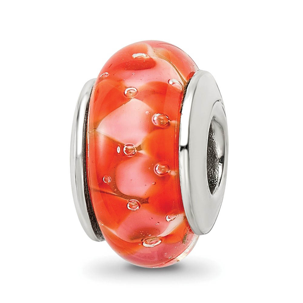 Orange Glass & Sterling Silver Bead Charm