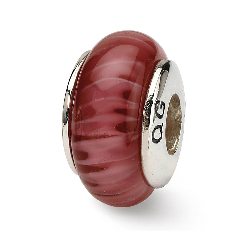 Red Glass & Sterling Silver Bead Charm