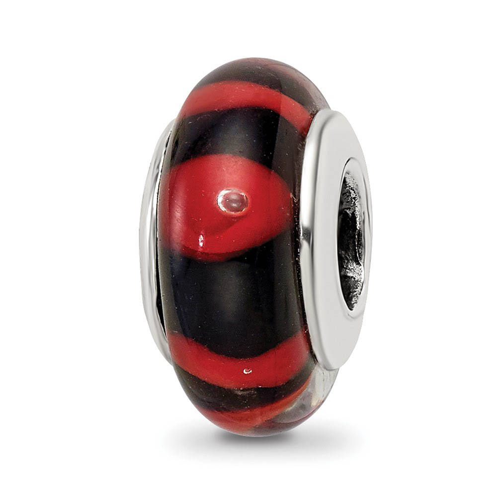 Red / Black Glass Sterling Silver Bead Charm