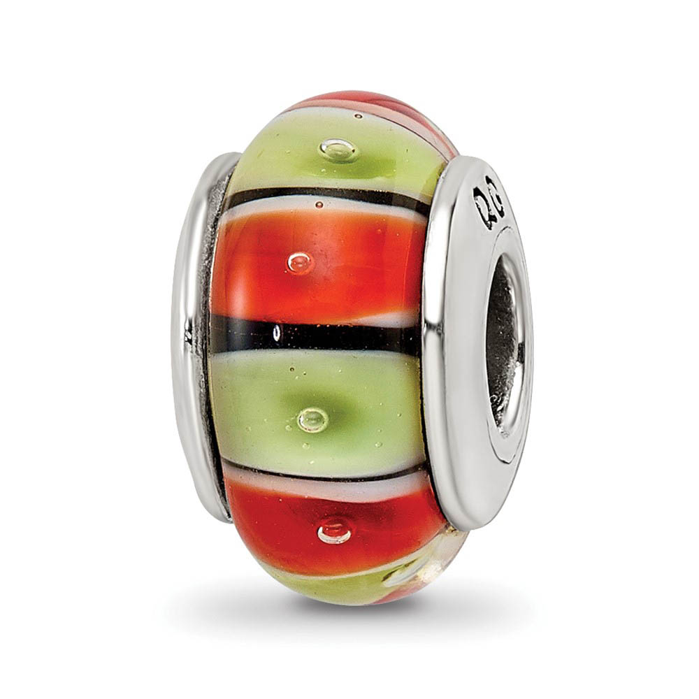 Multi-Color Glass Sterling Silver Bead Charm