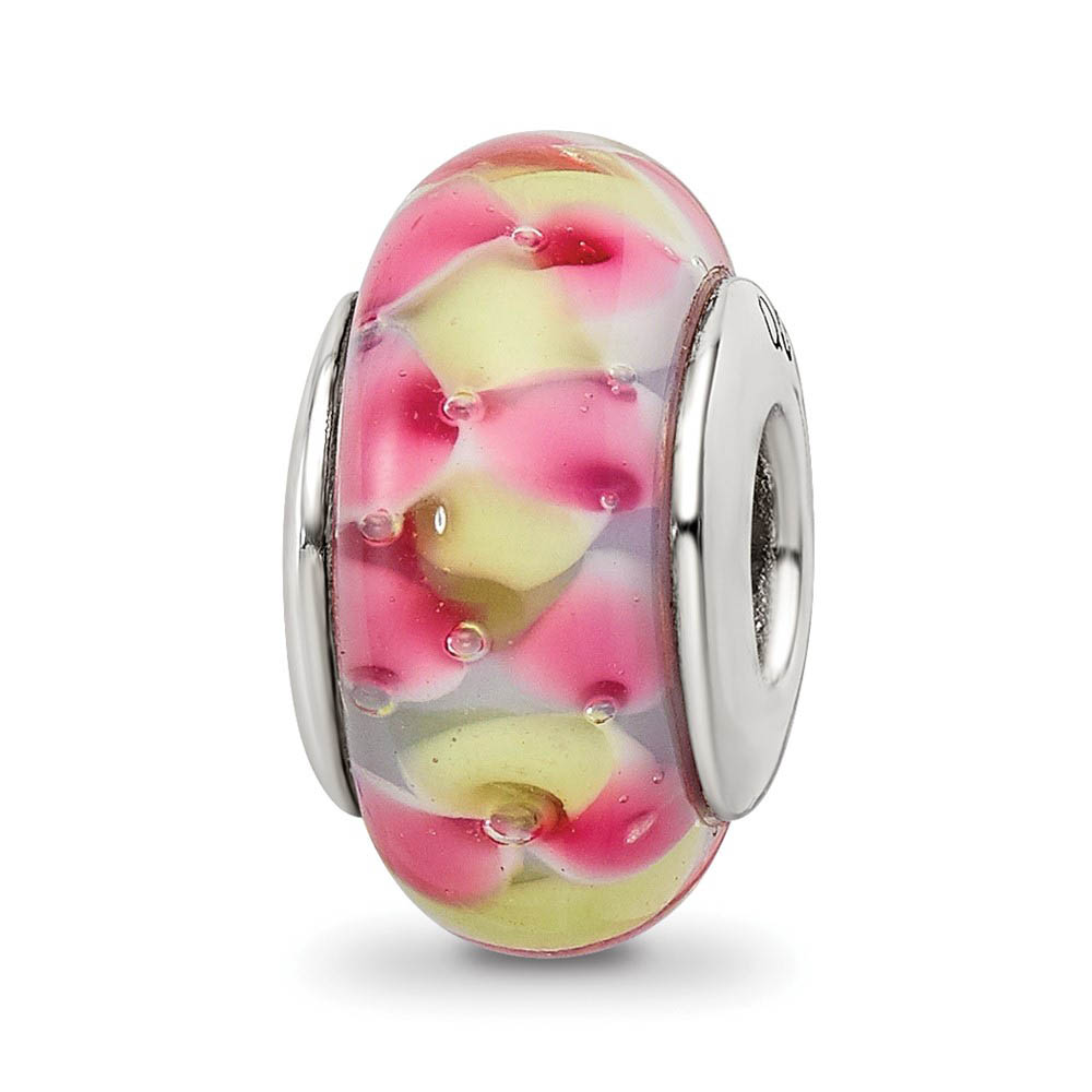 Light Pink & Yellow Glass Sterling Silver Bead Charm