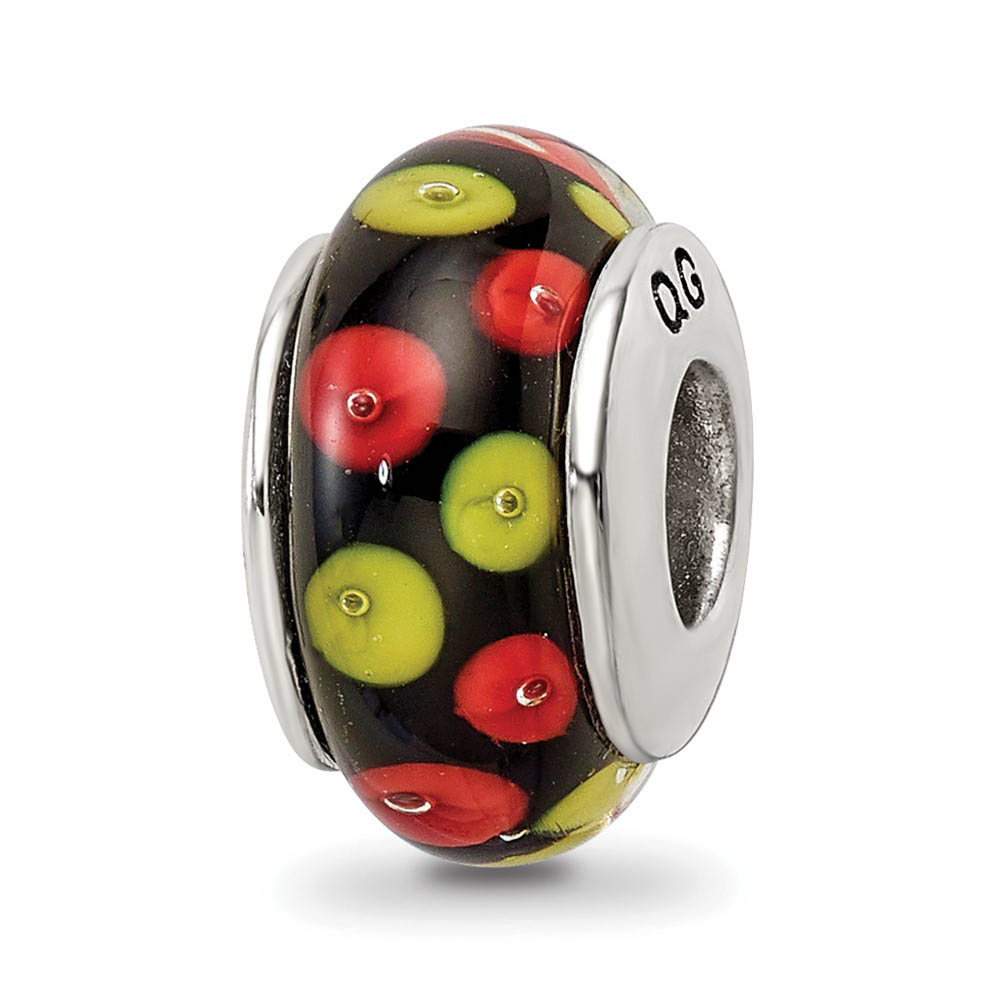 Red & Yellow Dotted Glass Sterling Silver Bead Charm