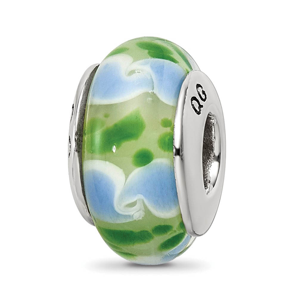 Blue and Green Glass Sterling Silver Bead Charm