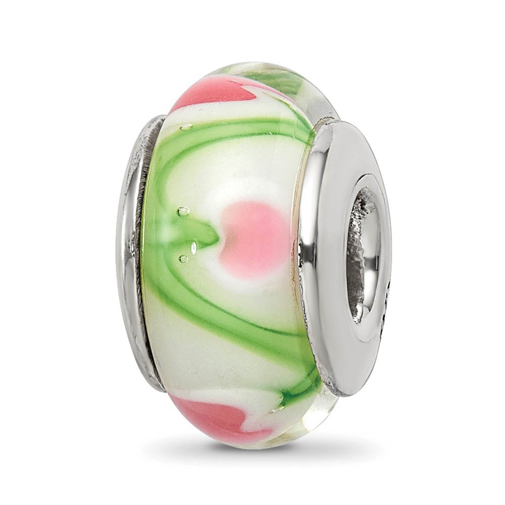 Multicolored Glass Sterling Silver Bead Charm