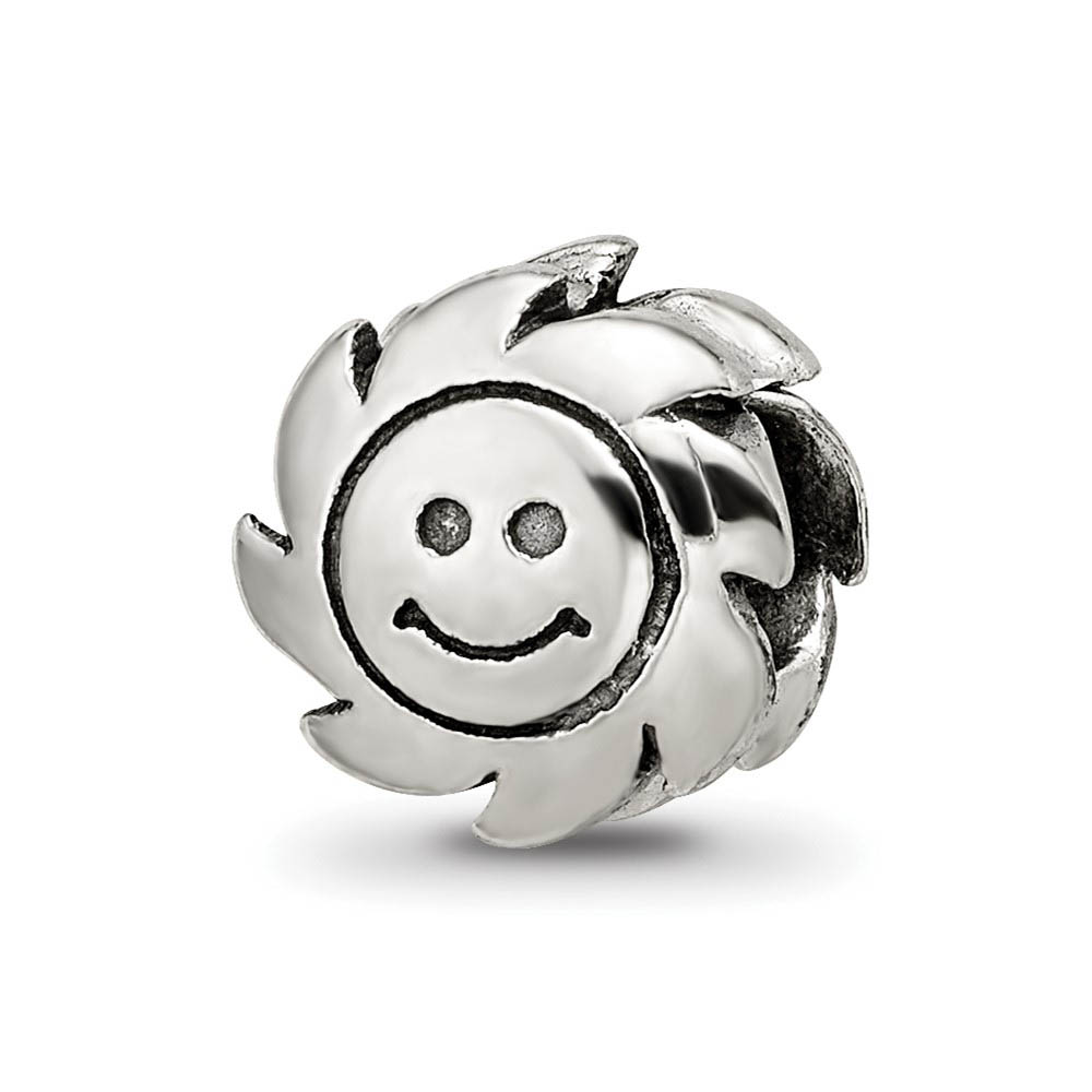 Sterling Silver Happy Face Sun Bead Charm