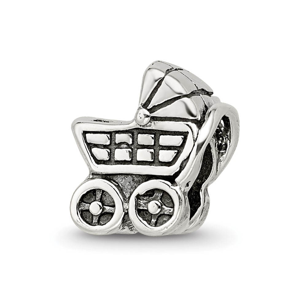 Sterling Silver Baby Carriage Bead Charm