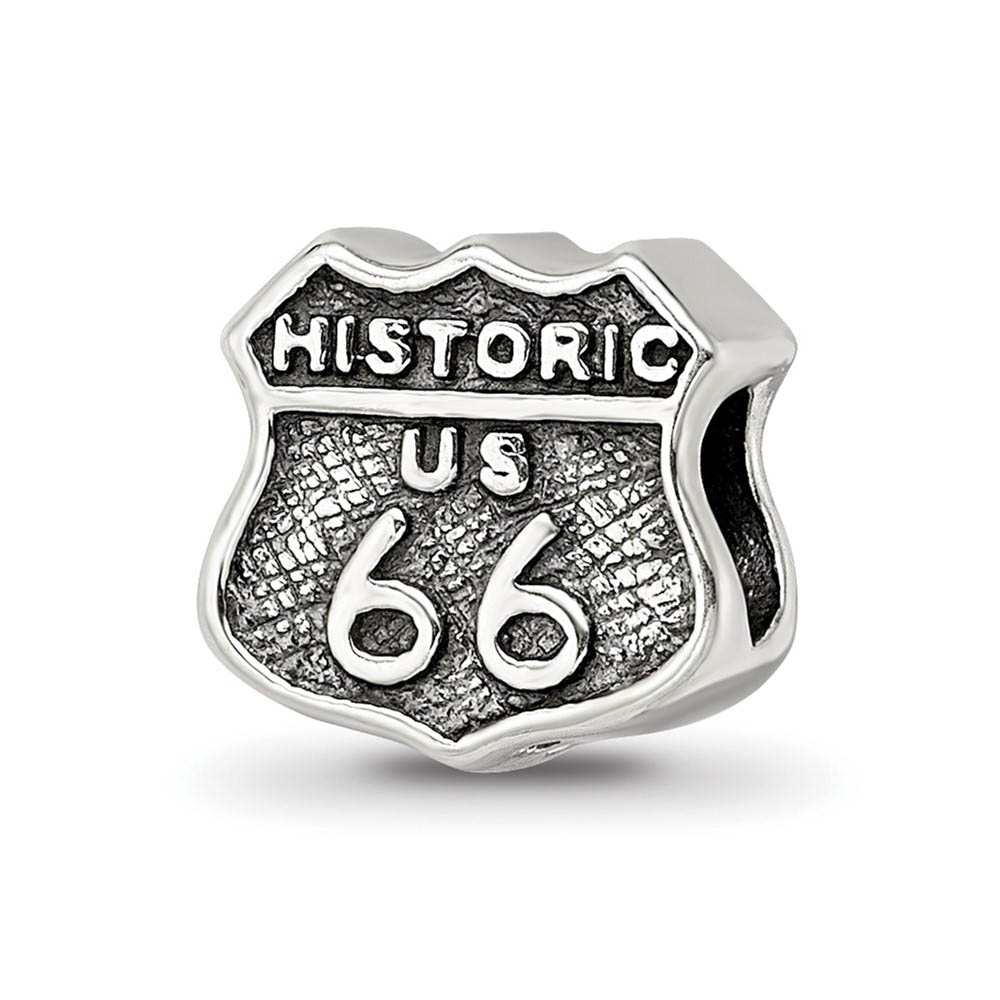 Route 66 Charm in Silver for 3mm Charm Bracelets