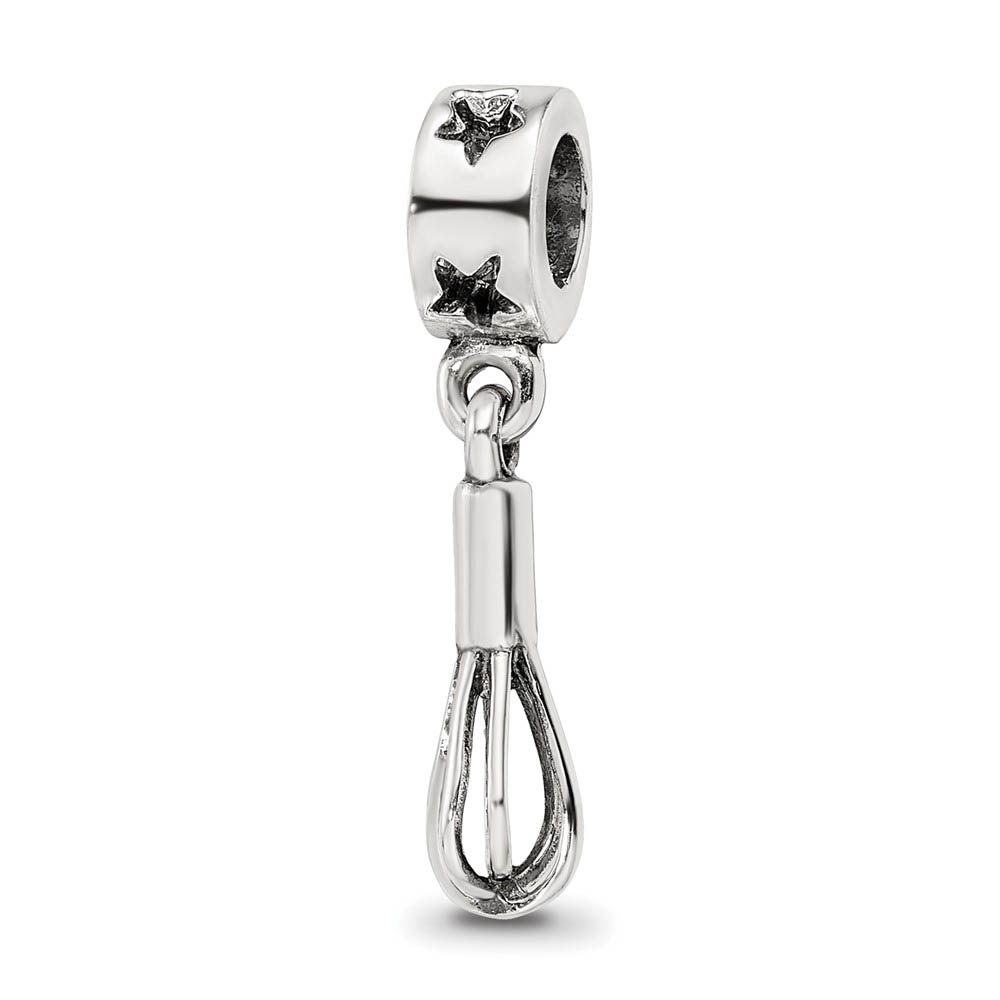 Sterling Silver Whisk Dangle Bead Charm
