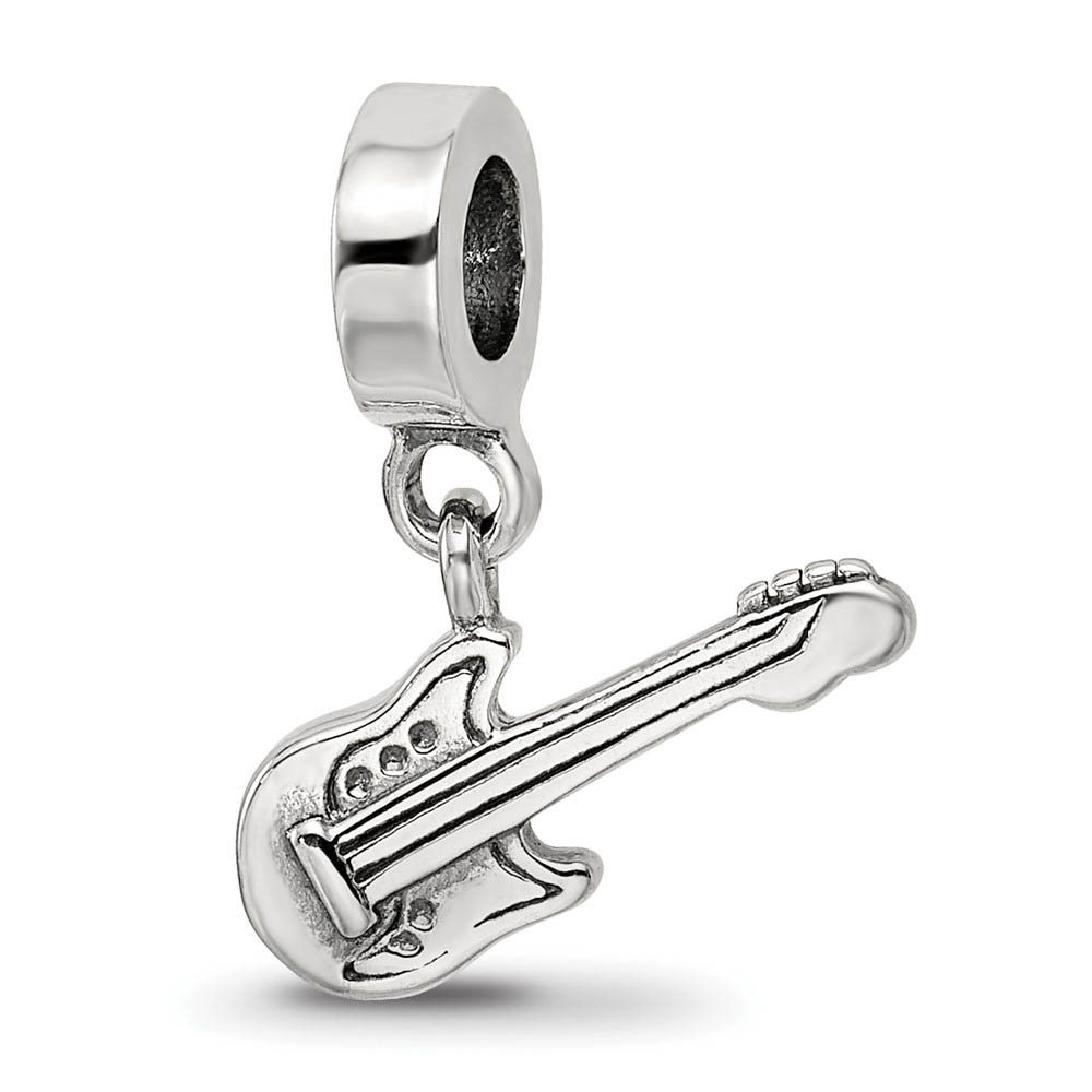 Electric Guitar Charm in Silver for 3mm Bead Bracelets