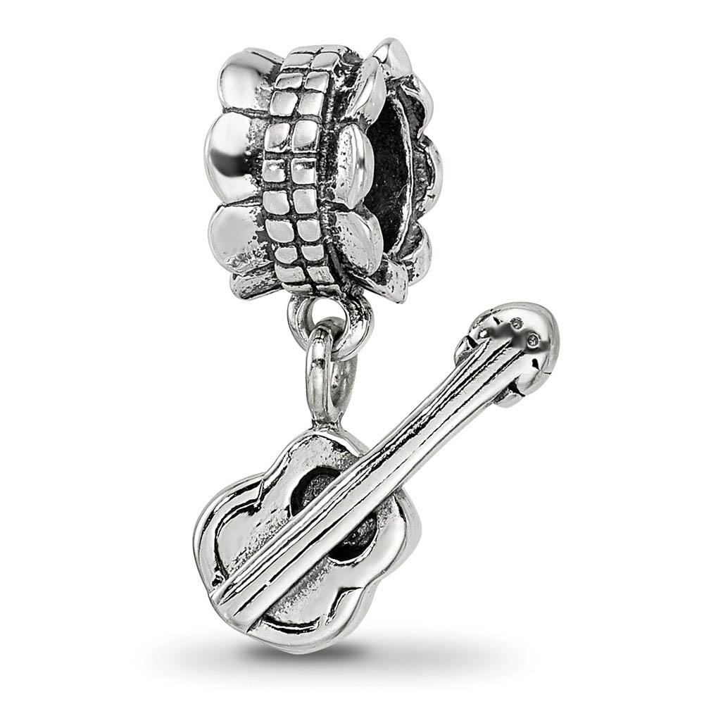 Sterling Silver Guitar Dangle Bead Charm