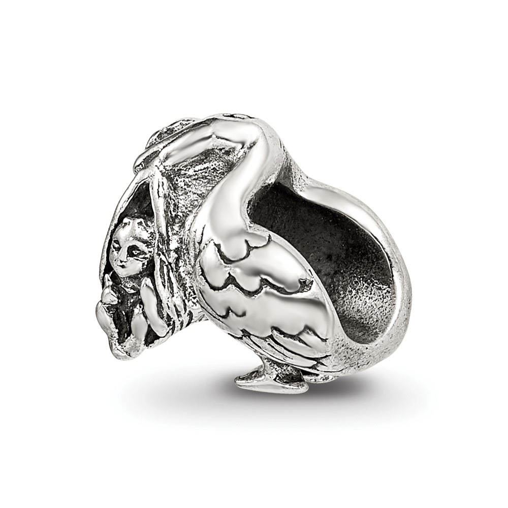 Delivery Stork Charm in Silver for 3mm Charm Bracelets