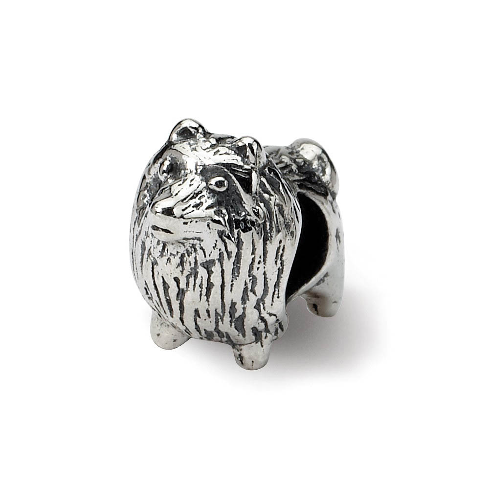 Sterling Silver Pomeranian Dog Bead Charm